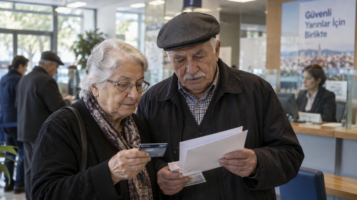 Banka işlemlerini kontrol eden emeklileri temsil eden seyyanen zam görseli