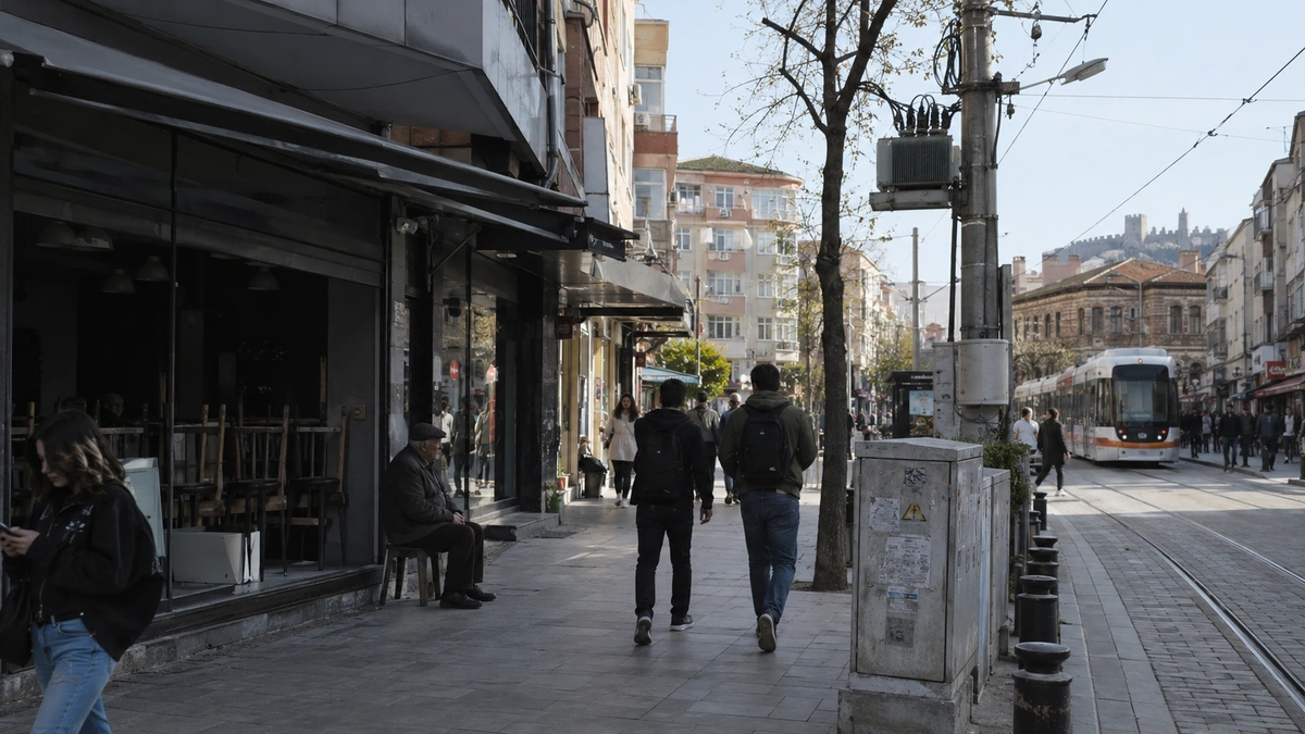 Eskişehir’de elektrik kesintisinin yaşandığı şehir içi bir cadde