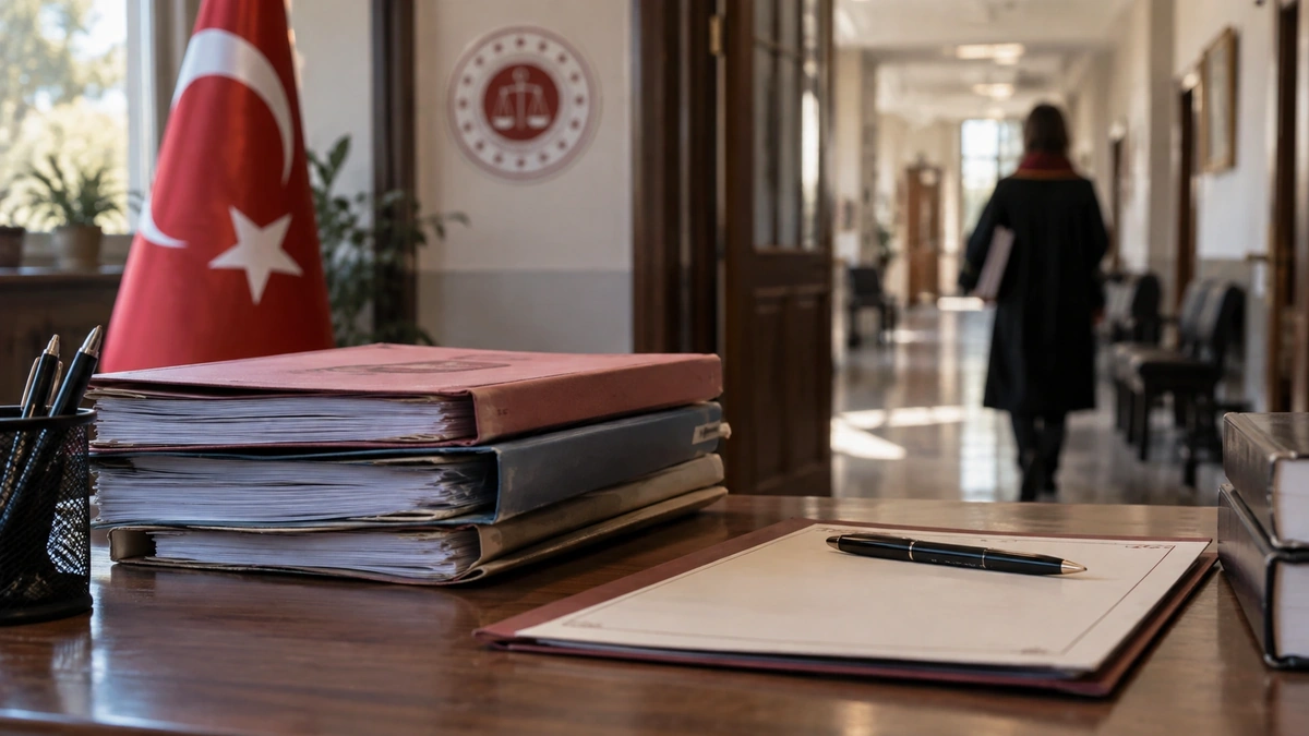 Adliye ortamında ceza infaz sürecini temsil eden dava dosyaları