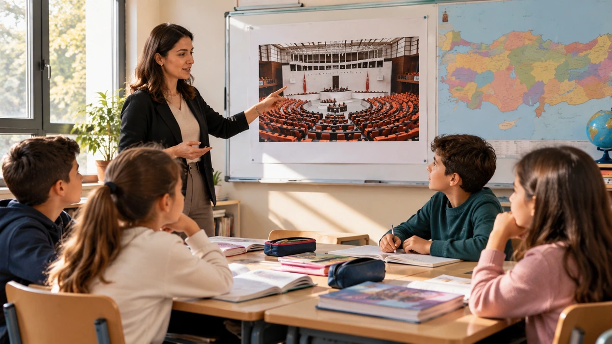 4. sınıf öğrencilerinin meclis ve TBMM konusunu öğrendiği sınıf ortamı