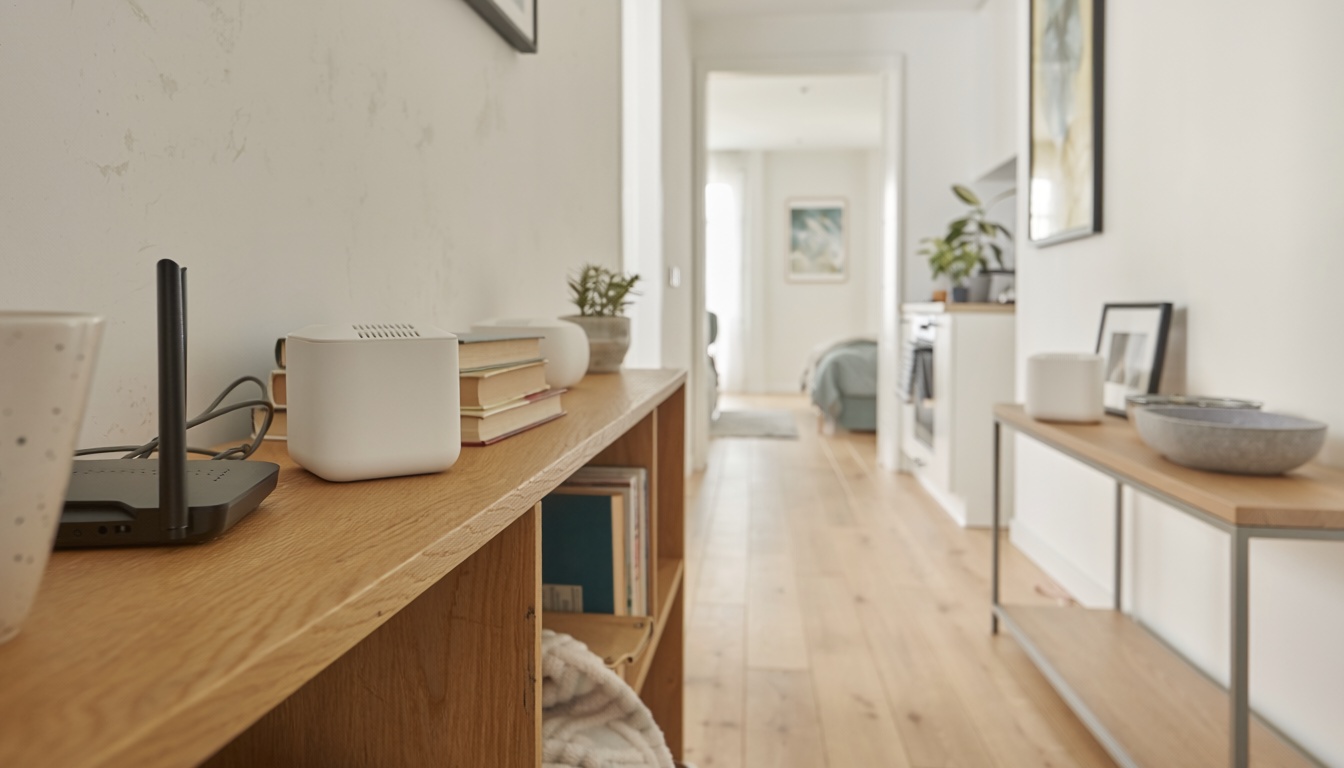 Ev içinde farklı noktalara yerleştirilmiş mesh Wi-Fi cihazları