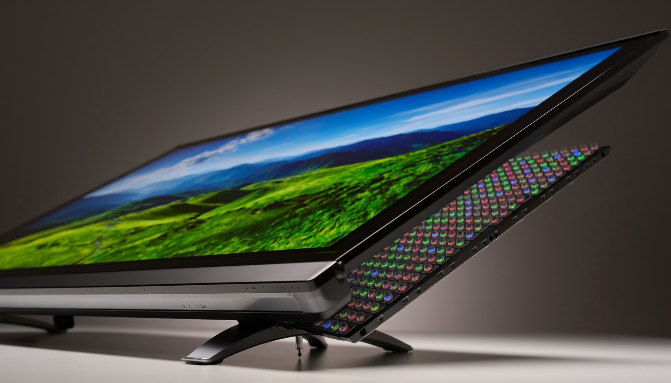 MLA OLED ekran parlaklığını temsil eden premium televizyon yakın planı