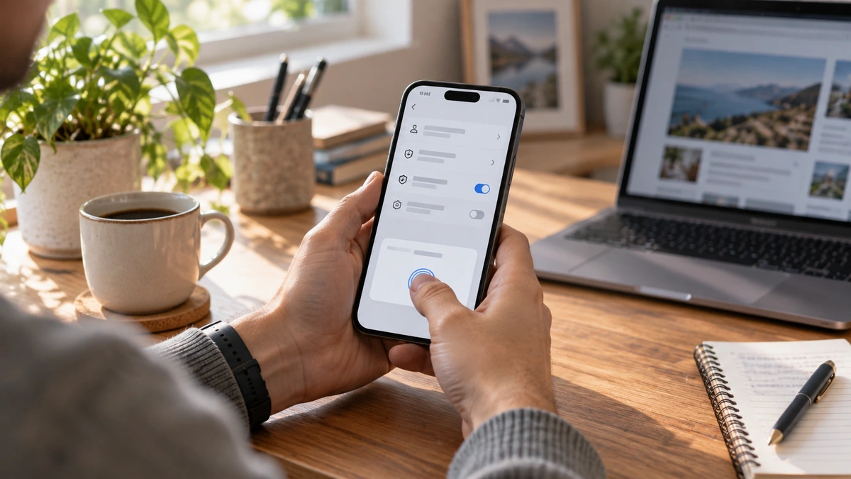 Akıllı telefonda güvenli doğrulama kullanarak passkey oluşturan kullanıcı