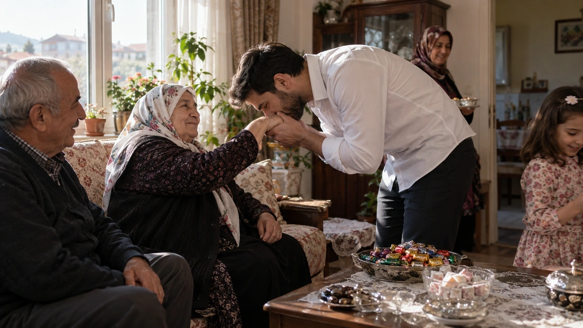 Ramazan Bayramı sabahında bir araya gelen aile bireyleri
