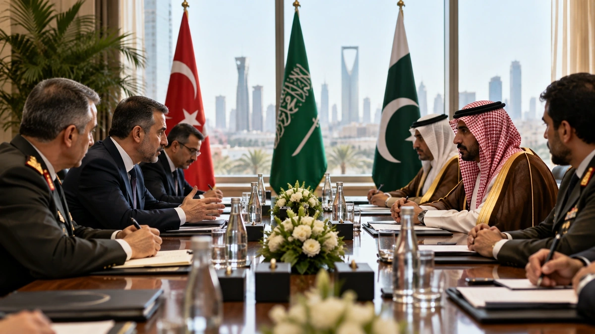 Türkiye, Suudi Arabistan ve Pakistan heyetlerini temsil eden savunma toplantısı