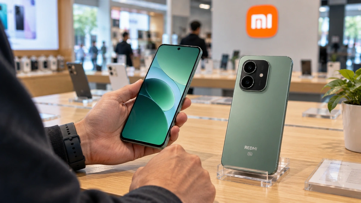 Elektronik mağazasında sergilenen Xiaomi Redmi Note 17 Pro Max 5G